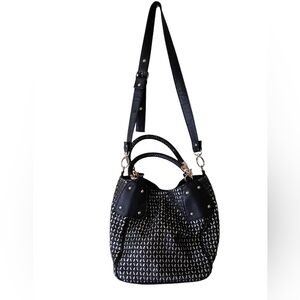 Big Buddha Black Patterned Shoulder Bag